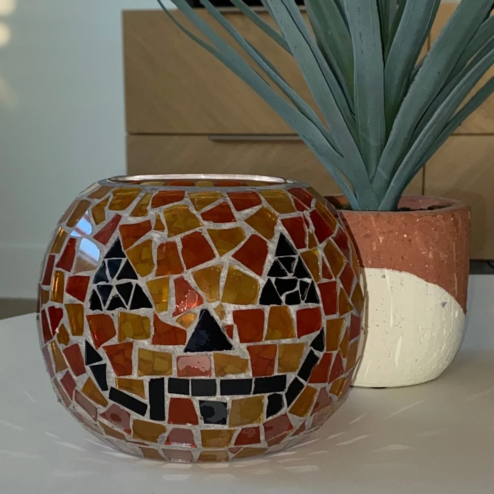Mosaic Pumpkin Candle Holder from Pier 1 Halloween decor